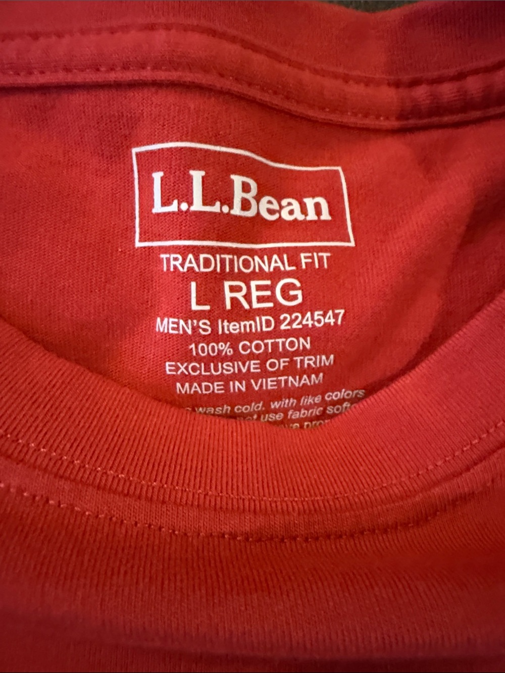 L.L.Bean Bright Red Short-Sleeve Crewneck - Picture 2 of 3